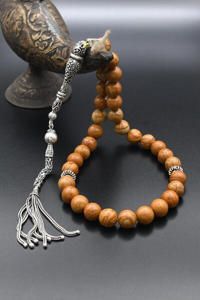 Prestige 925 проба срібний чотки з яшмою, 33 намистини - з китицями, кулясті намистини 10 мм 500013