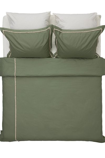 Koza Home Boho Fringed Green Duvet Cover Set Double 200 x 220 7030A