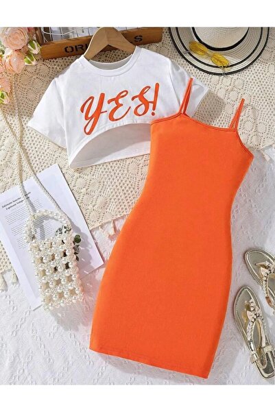 RENGARENK KIDS STORE Kiz Cocuk Elbise Ikili Takim