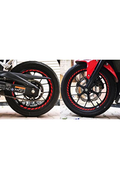 Çınar Extreme Tam Tur Reflektif Kırmızı Supersport İç Jant Şeridi Sticker Çın...