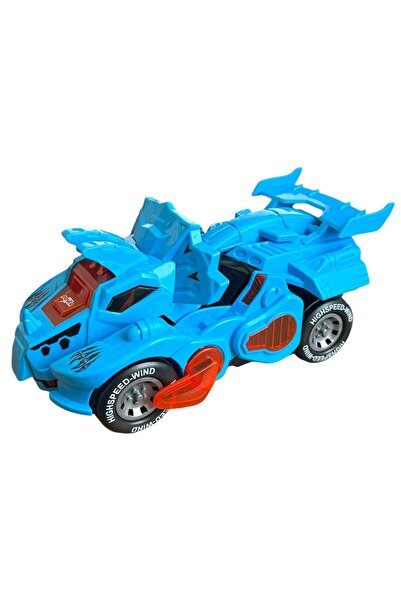 TRUST STORE Trex Dinazor Figür Araba Sesli Işıklı Pilli Müzikli  Transformerrs Robot Dinozor 20Cm MAVİ