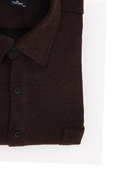 Tudors Ανδρικό χειμωνιάτικο πουκάμισο μεγάλου μεγέθους Ξυλοκόπος μονής τσέπης καφέ