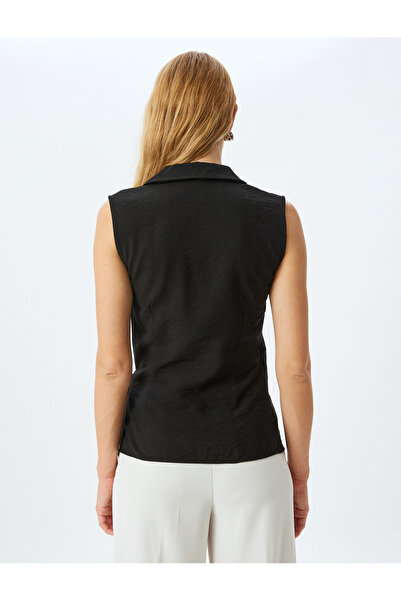 Koton Αμάνικη μπλούζα με διπλό στήθος βισκόζης με λεπτομέρεια στο πλάι