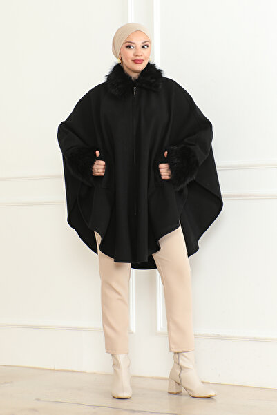 KADEEM Μαύρο γούνινο πανκό