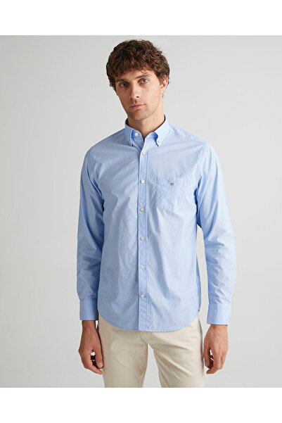 Gant Erkek Mavi Regular Fit Düğmeli Yaka Broadcloth Gömlek
