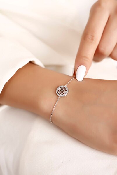 SARIASLAN Kadın Yaşam Çiçeği Bileklik 925 Ayar Gümüş