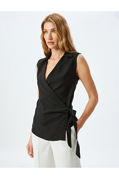 Koton Αμάνικη μπλούζα με διπλό στήθος βισκόζης με λεπτομέρεια στο πλάι