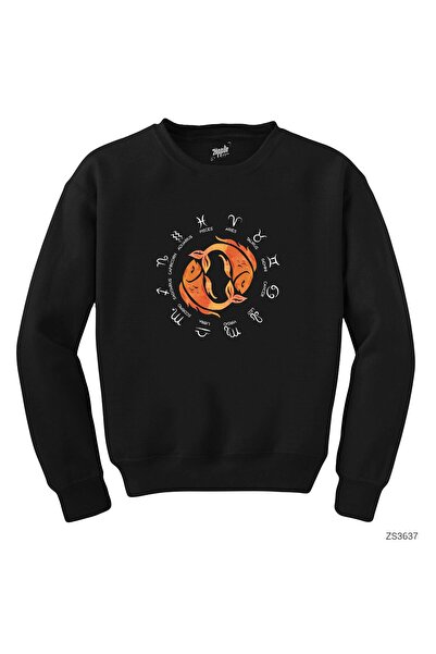 WAKHA سويت شيرت أسود عصري من برج الحوت