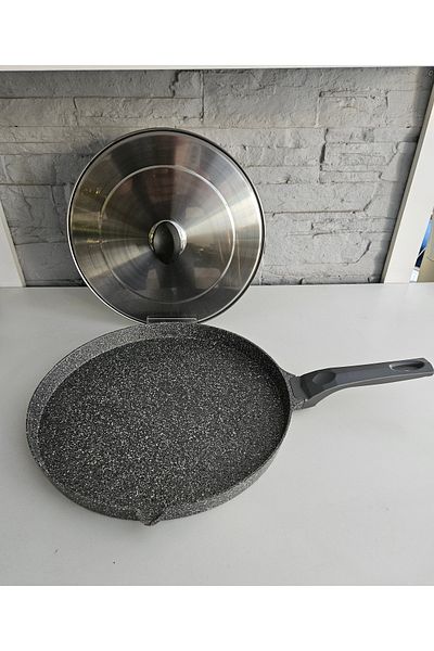 ALANYA HOME DECOR Cast Fish Pan 34X3 cm Cast Cast Pan 2.2 Lt Steel Cover
