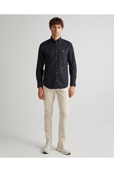 Gant Erkek Lacivert Regular Fit Düğmeli Yaka Broadcloth Gömlek
