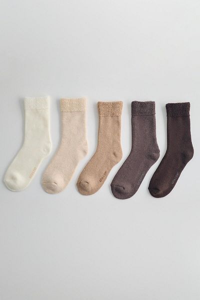Katia&Bony Ecrufarbene Damen-Handtuchsocken im 5er-Pack