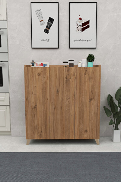 Bofigo 3 Kapaklı Çok Amaçlı Dolap Çok Amaçlı Mutfak Dolabı Banyo Dolabı Ayakkabılık Kumsal Çam