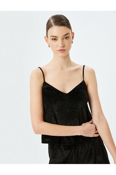 Koton Glitzerndes Pyjama-Oberteil mit dünnen Trägern