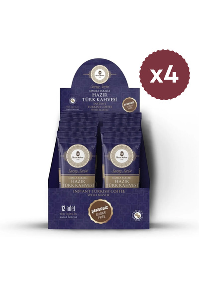 Hisar Kahve Hazır Damla Sakızlı Türk Kahvesi Şekersiz 12'li (X4)