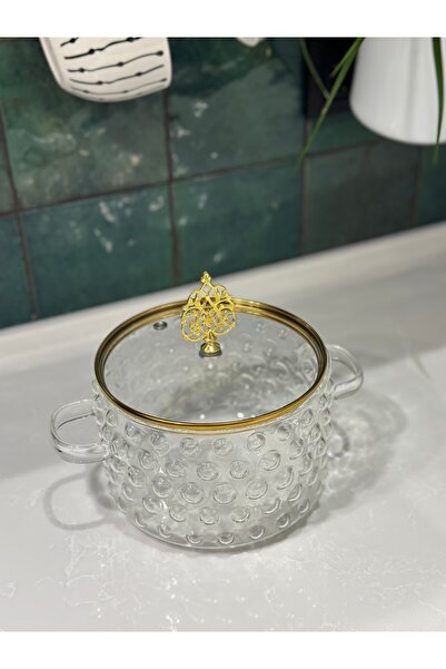 MİHMAN HOME Montella Series Borosilicate Glass 1500 ml Pot with Lid – Gold