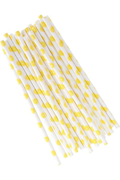 3B Trend Yellow and White Paper Straws - Pack of 25