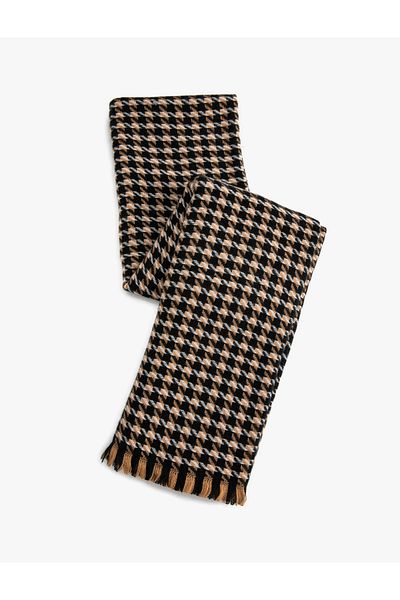 Koton Scarf Houndstooth Patterned Tassels