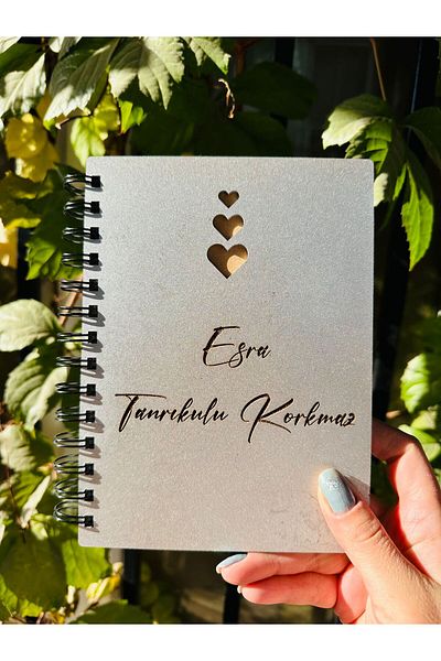 esamore concept Custom Your Name Wooden Covered Agenda Notebook Diary, Spiral Wooden Covered Notebook, Memory Book