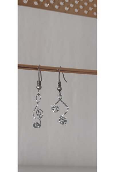 TTT.desıgn Müzik Notalı, Sol Anahtarı.sevgililer Günü Hediye Tasarım Küpe Sol Anahtarı Gri Küpe