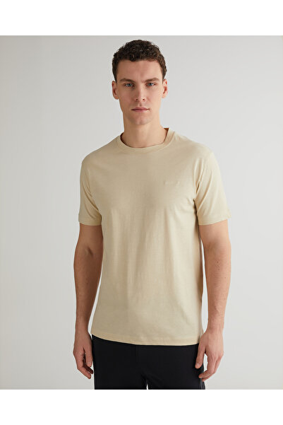 Gant Erkek Bej Regular Fit Bisiklet Yaka T-shirt