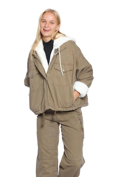 Whitney Kadin I?çi? Tak Çikar Kürk Detayli Soft Jean Mont