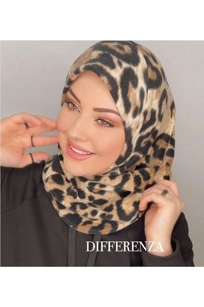 Differenza Thermal Fleece Hologram Hijab Bonnet - Leopard Pattern