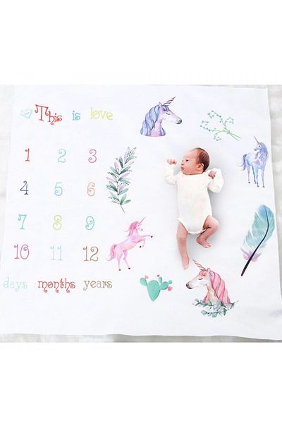 OEM Paturica Milestone subtire pentru fotografii memorabile Unicorni