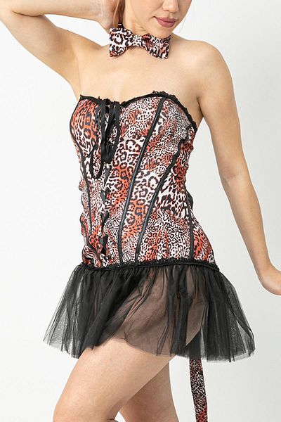 Phevos Γυναικεία στολή Corset Cat με λεπτομέρεια από τούλι