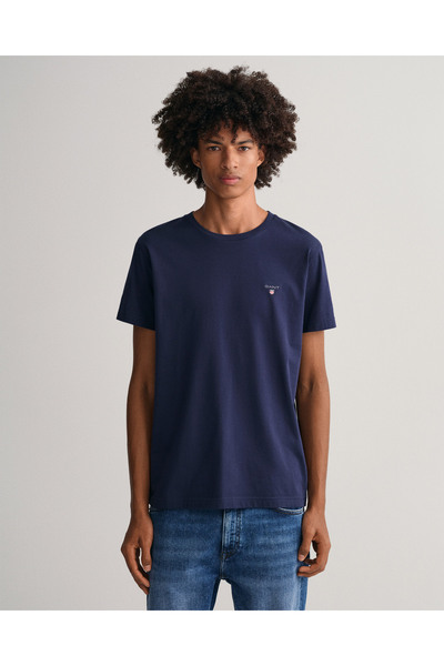 Gant Erkek Lacivert Regular Fit Bisiklet Yaka T-Shirt