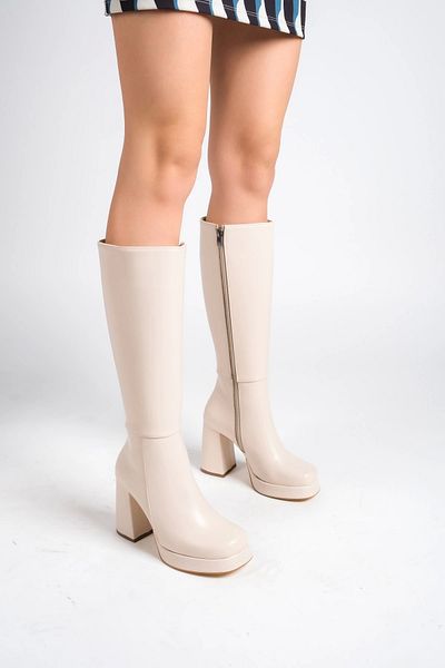 Moda Değirmeni Skin Skin Γυναικείες Μπότες Πλατφόρμας