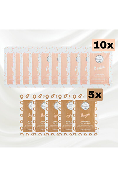 Bee Beauty Keratin Saç Maskesi 25 ml x 10 Adet - Argan Saç Maskesi 25 ml x 5 ...