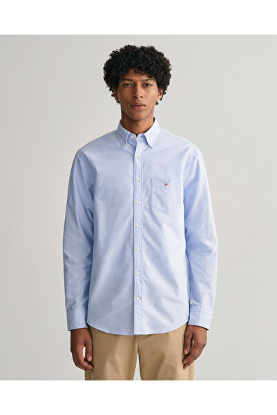 Gant Erkek Mavi Regular Fit Düğmeli Yaka Oxford Gömlek