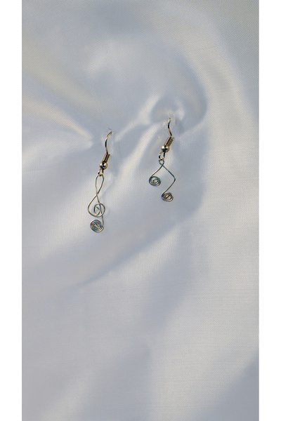 TTT.desıgn Müzik Notalı, Sol Anahtarı.sevgililer Günü Hediye Tasarım Küpe Sol Anahtarı Gri Küpe