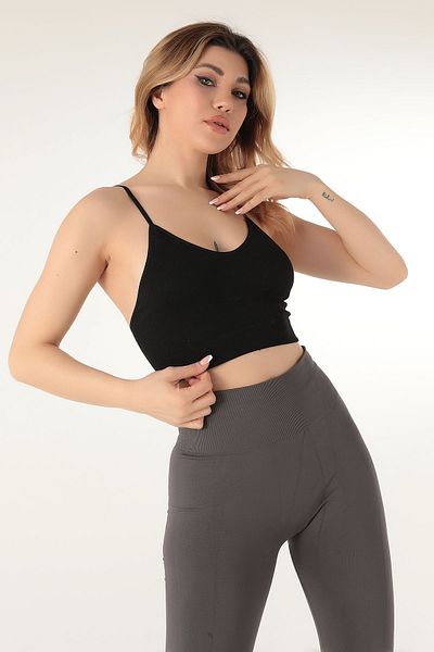 Miorre Αθλητικό σουτιέν με ραβδώσεις V-Neck χωρίς υποστήριξη - Λεπτό λουράκι
