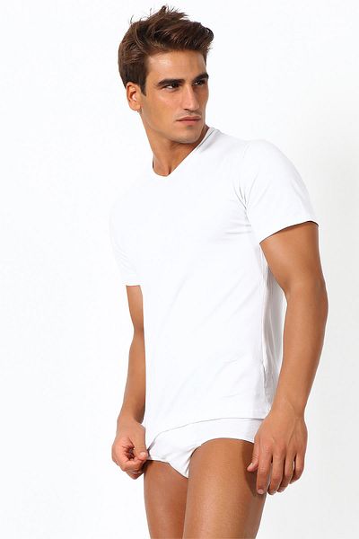 Miorre V-Neck Short Sleeve Undershirt - Modal Strech