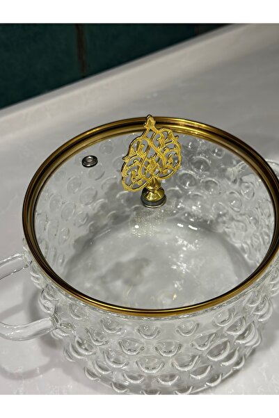 MİHMAN HOME Montella Series Borosilicate Glass 1500 ml Pot with Lid – Gold