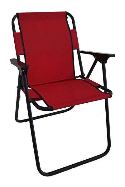 Mocca Style Neone Kırmızı Katlanır Ahşap Kollu Kamp Piknik Sandalyesi Kksakk