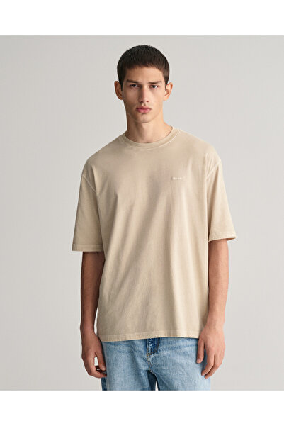 Gant Erkek Bej Relaxed Fit Bisiklet Yaka Logolu T-shirt