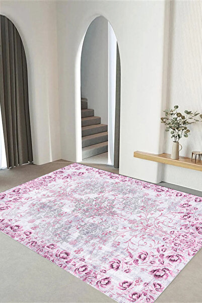 Viyana Home Dijital Kaymaz Taban Klasik Çiçek Desenli Yıkanabilir Yolluk Mutf...