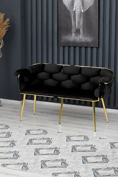 Rozexi Balon Çay Seti Takımı Koltuk Takımı Oturma Odası Kafe Antre Hol Ofis 2+1+1 Gold Metal