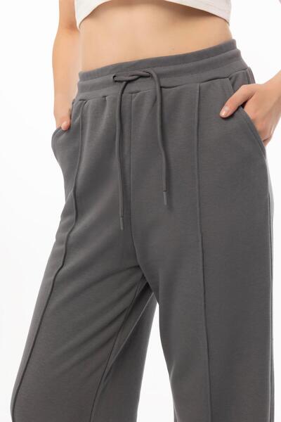 Polo State Yüksek Bel Palazzo Eşofman Altı Füme