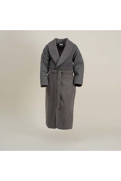 Ecocotton Ανδρικό μπουρνούζι Hüma 100% βαμβακερό καπιτονέ ανθρακί