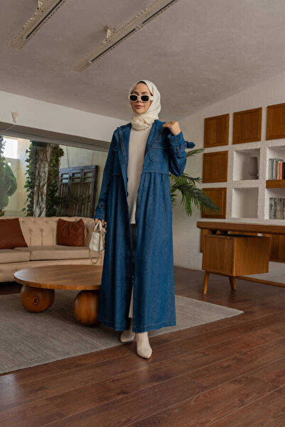 Neways 6302-Denim Trençkot Koyu Mavi