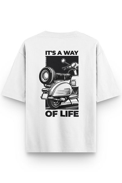 Overoz Λευκό μπλουζάκι Oversize Scooter με στάμπα Oversize Unisex T-shirt 1244