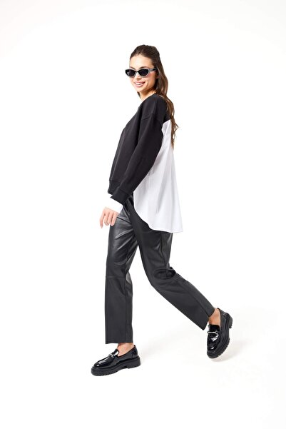 Evermade Bisiklet Yaka Poplin Detaylı Sweatshirt