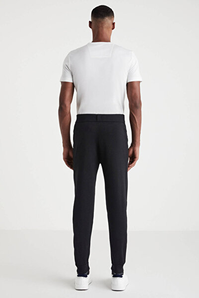 Hemington Siyah Merino Yün Activewear Şerit Detaylı Triko Pantolon