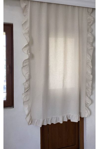 pamukidea Βολάν άκρες 100% βαμβάκι Vintage Natural Buldan λινό κουρτίνα αντηλιακό & σκηνικό - (EN X BOY)