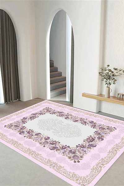 Viyana Home Dijital Kaymaz Taban Klasik Çiçek Desenli Yıkanabilir Yolluk Mutf...