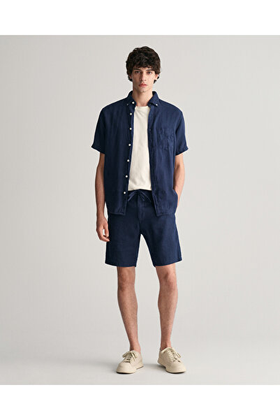 Gant Erkek Lacivert Relaxed Fit Keten Şort