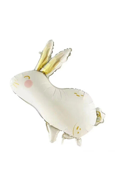 Çemrek Süs Parti بالون فويل أرنب ذهبي أبيض 80 سم